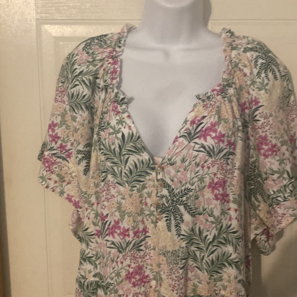 WONDERLY floral linen blend maxi dress 1X - Picture 4 of 12